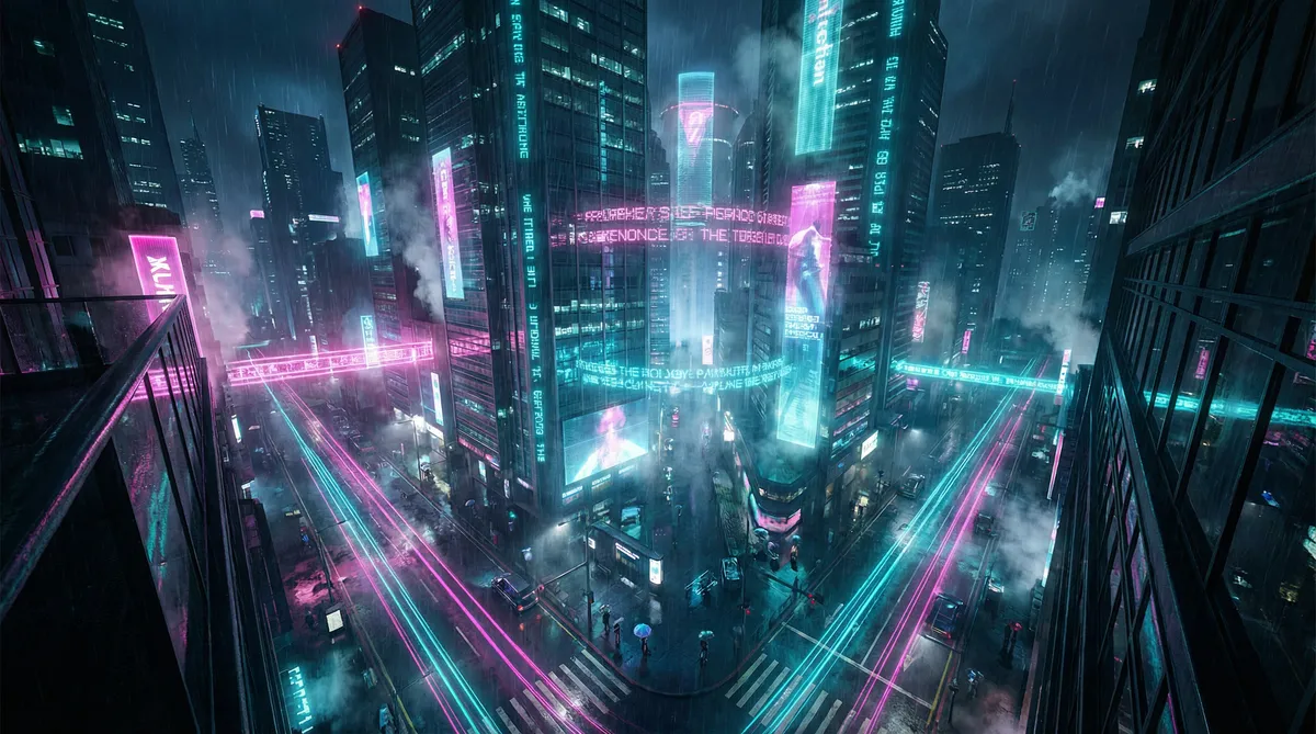 啦啦啦在线看免费观看大全 竖屏短剧平台首页背景 - 赛博朋克都市夜景